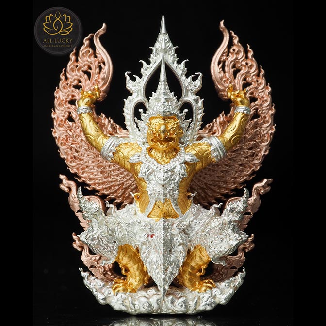 พญาครุฑทวียศ มหาลาภ แคล้วคลาด ชนะมาร เนื้อบรอนซ์ชุบ 3K - Image 2
