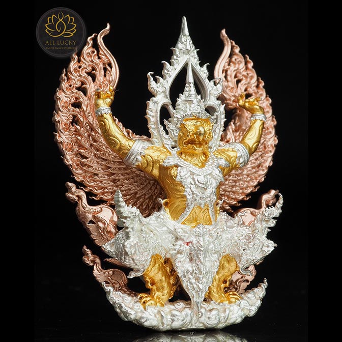 พญาครุฑทวียศ มหาลาภ แคล้วคลาด ชนะมาร เนื้อบรอนซ์ชุบ 3K - Image 4