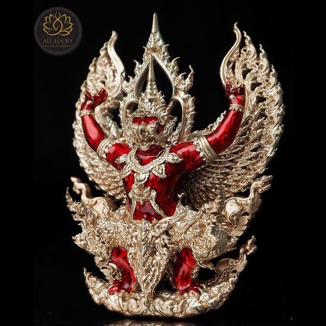 พญาครุฑทวียศ มหาลาภ แคล้วคลาด ชนะมาร เนื้อไวบรอนซ์ องค์ลงยาแดง - Image 4
