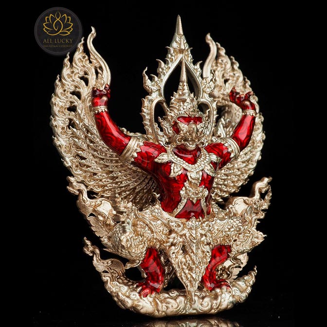 พญาครุฑทวียศ มหาลาภ แคล้วคลาด ชนะมาร เนื้อไวบรอนซ์ องค์ลงยาแดง - Image 3